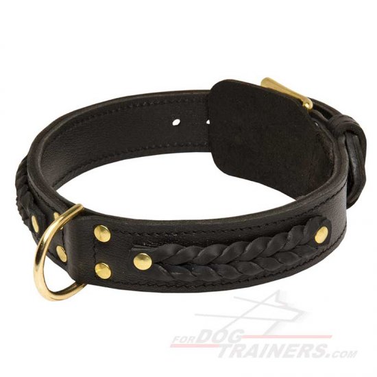 wide leather dog collars