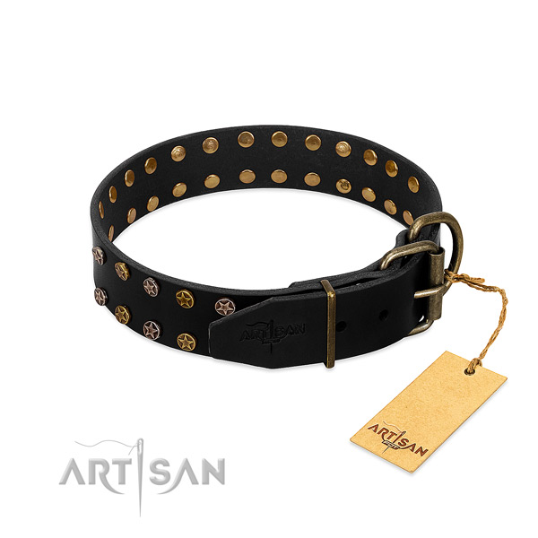 Leather Dog Collar with Firm Riveted Hardware