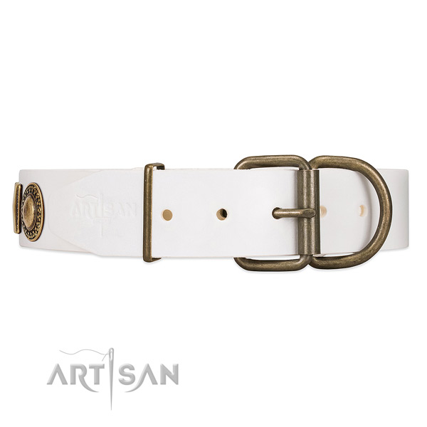 FDT Artisan White Leather Dog Collar with Reliable
Hardware