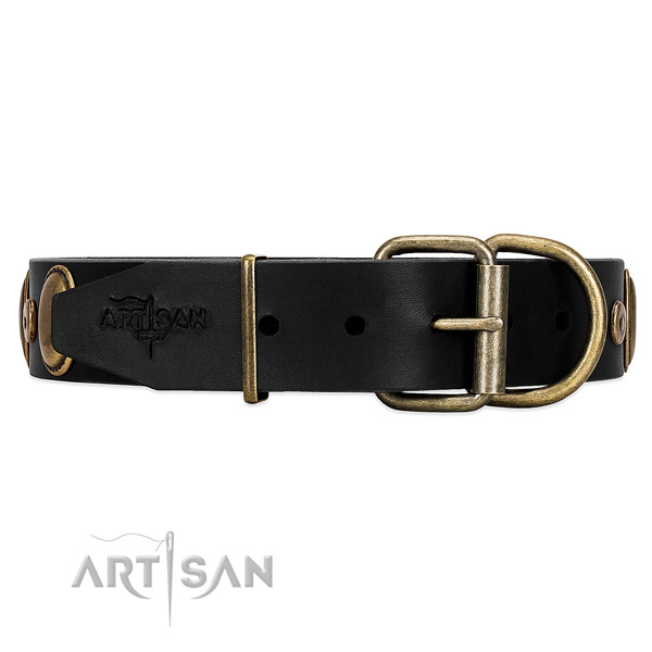 Adjustable Leather Dog Collar with Reliable Fittings