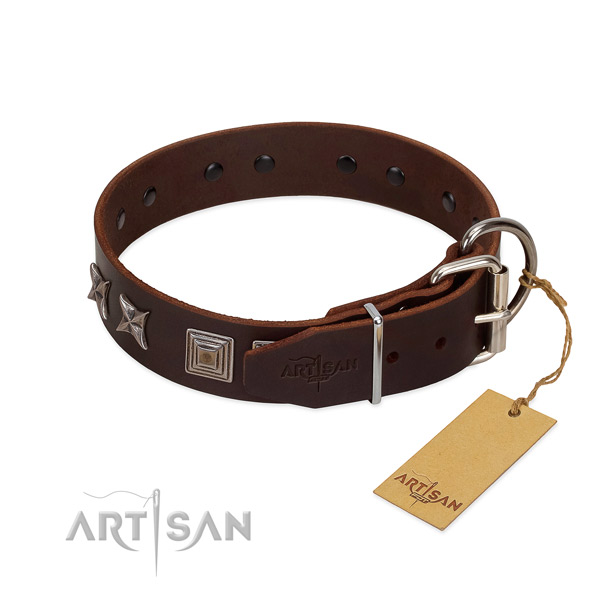 Pleasant to wear leather dog collar for your best pet
