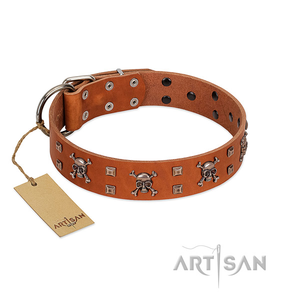 Tremendous FDT Artisan tan leather dog collar
