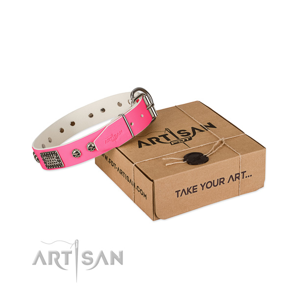 Pink Top Quality Dog Collar of Artisan Design