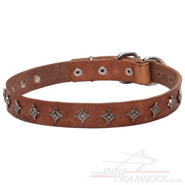 Leather Dog Collar with Rust Resistant Metal Parts