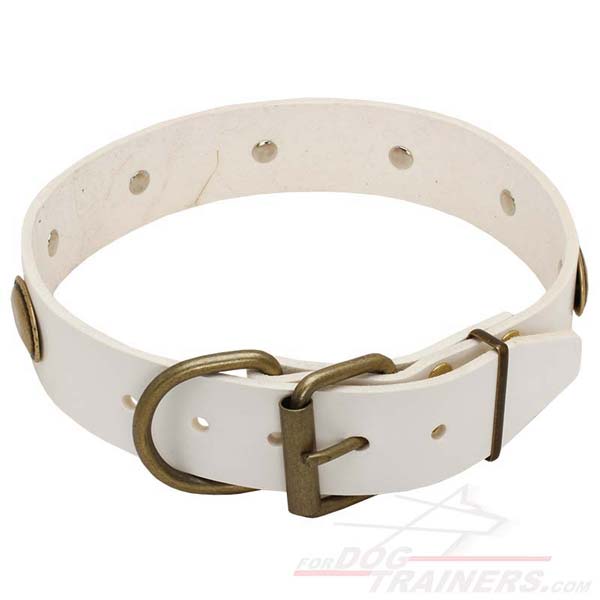 White Leather Dog Collar