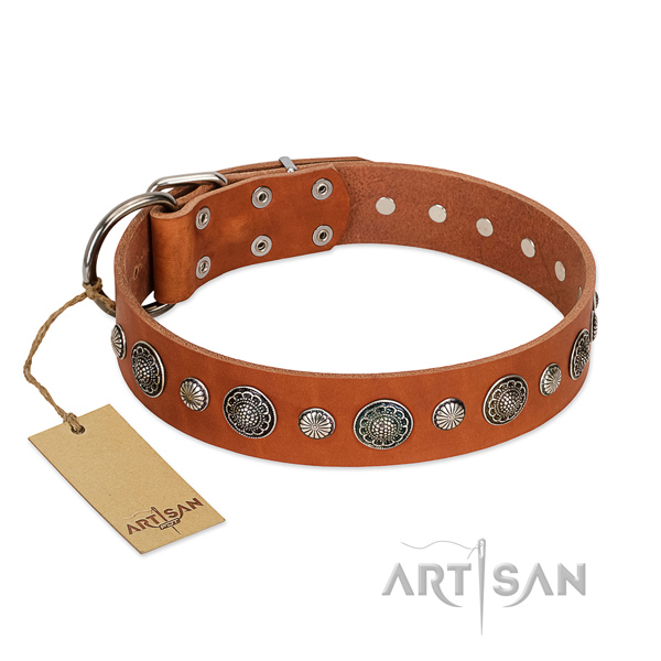 High-quality leather dog collar for comfortable wear