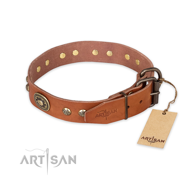 Genuine Leather Collar with Strong Hardware for Your Pet