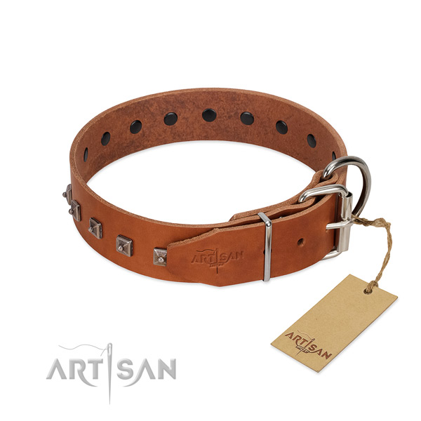 Super soft leather dog collar with extra durable hardware
