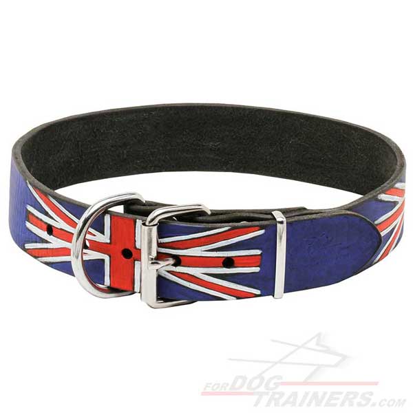 Leather Collar for Dog Walking equipped with metal buckle