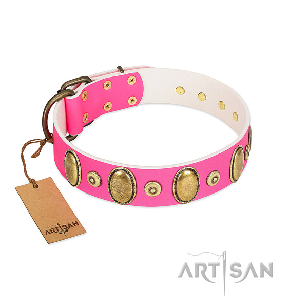 Pink Leather Collar at An Affordable Price