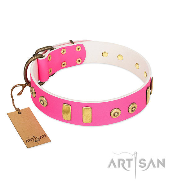 Bright pink dog collar made of top quality materials