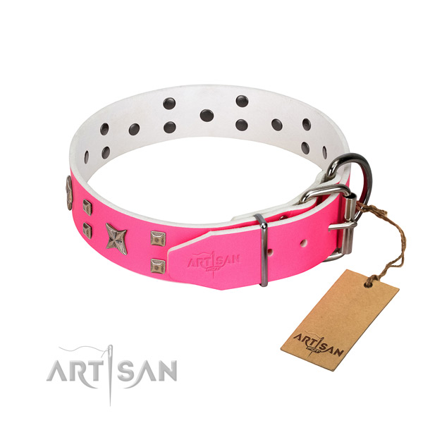 Pleasant to wear leather dog collar with with polished
edges