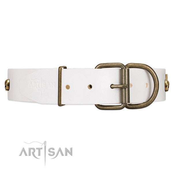 Handcrafted Leather Dog Collar with Strong Traditional Buckle