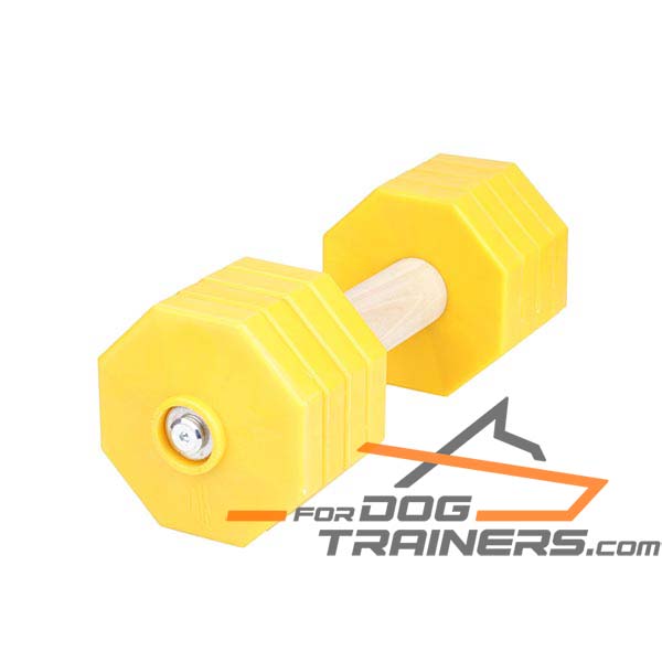 Quality Wood Dog Dumbbell with Removable Plates