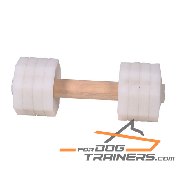 Wooden Dog Dumbbell with Plastic Weight Plates