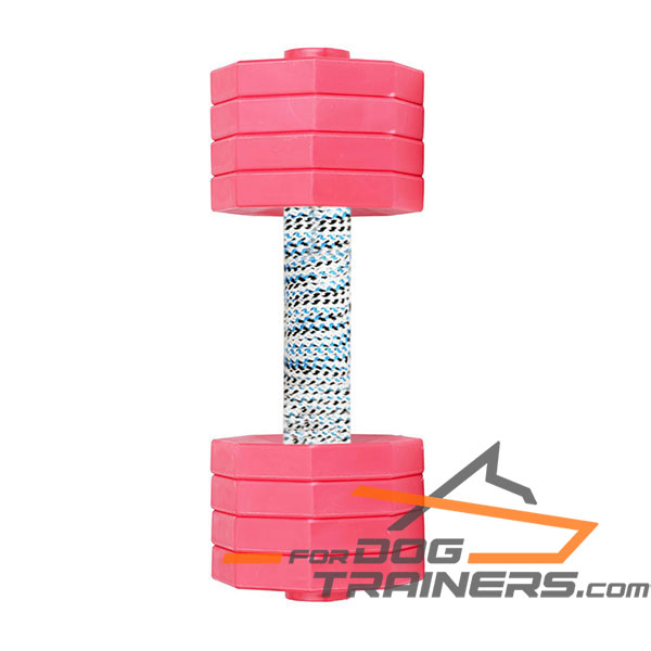 Wooden Dog Dumbbell with 8 Removable Plates of Red Color