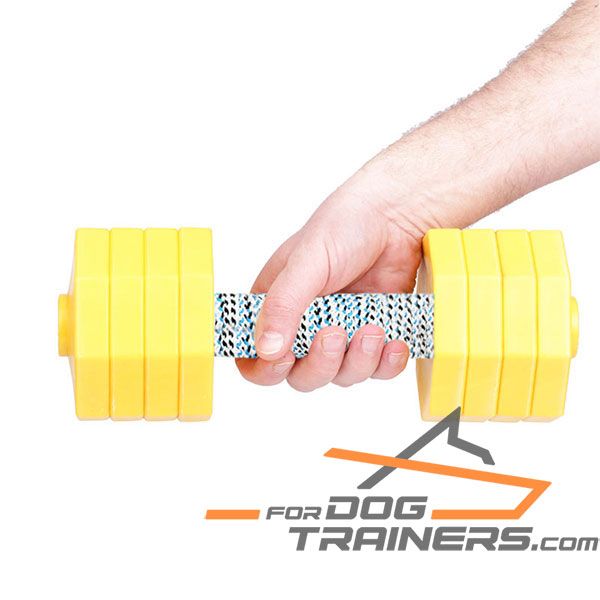 Training Dog Dumbbell with Removable Yellow Plastic Plates